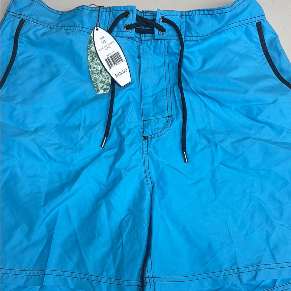 Sky Blue Quick-Dry Board Shorts with Adjustable Waist